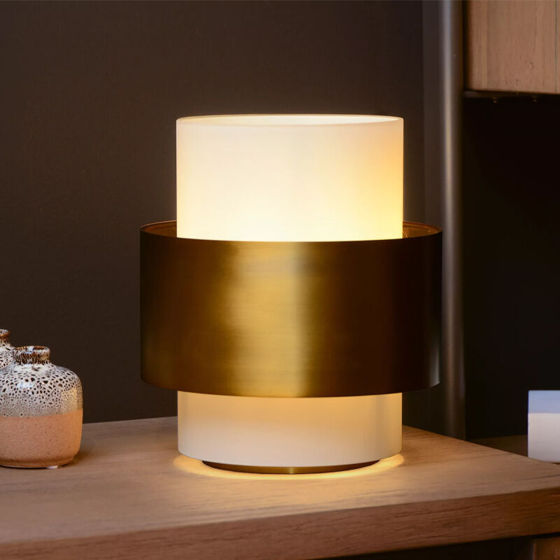 Guld bordslampa klassisk, Firmin, med brytare