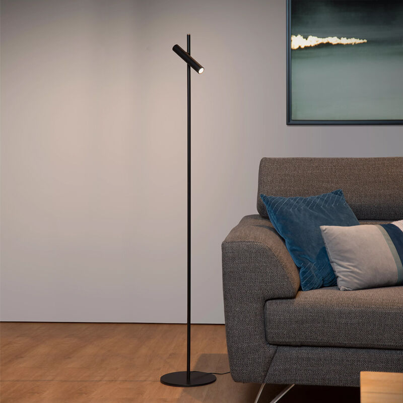 Svart läslampa golv modern, Philon, 4,5W, 3000K LED, med beröringsdimmer