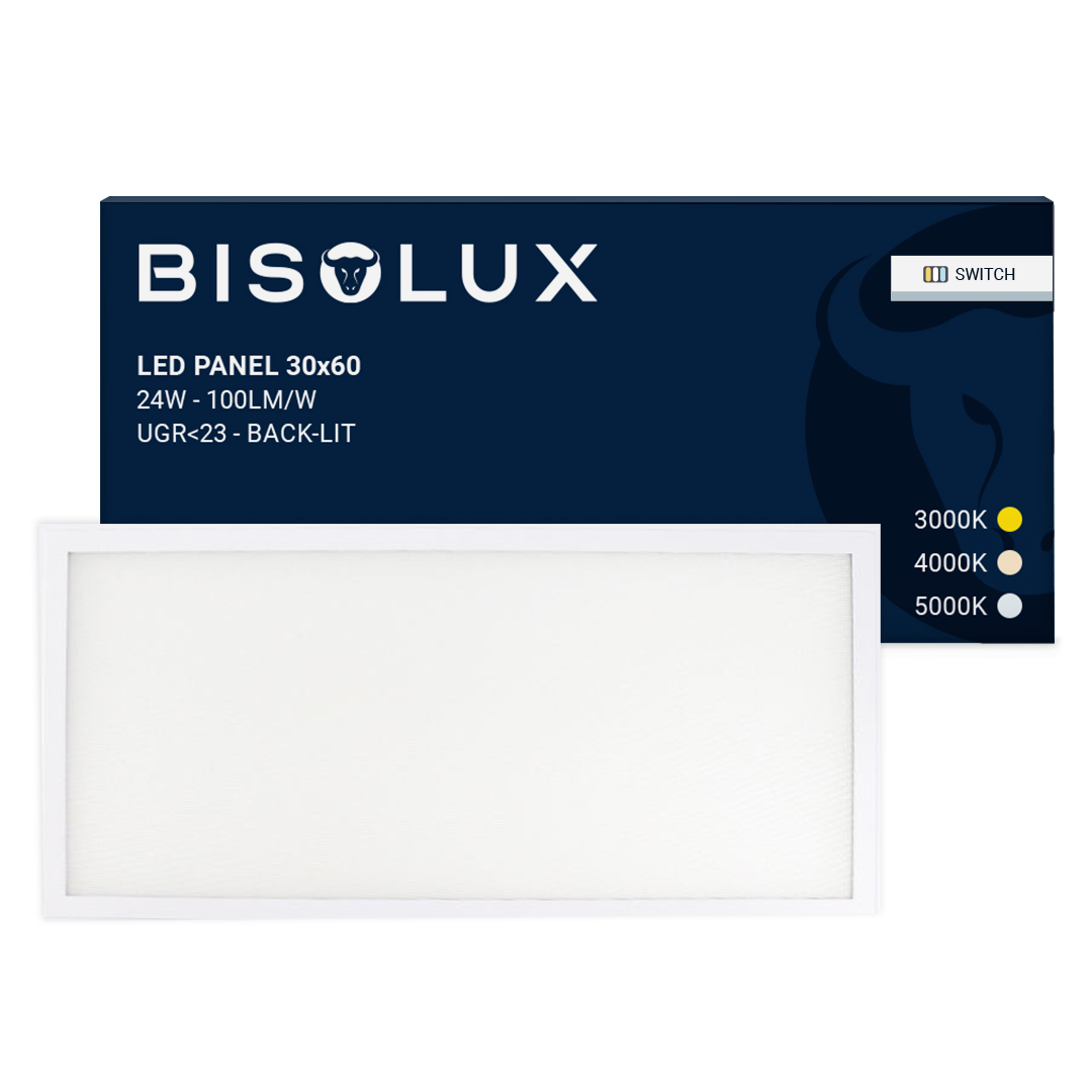 LED panel 30x60 - 100 lm/W - UGR<23 - justerbar vit - bakgrundsbelyst