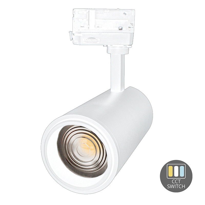 Vit 3-fas skena spotlight Rosella, 10W, vit switch, Pro