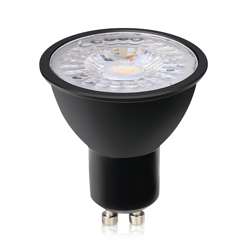 Dimbar GU10 LED lampa Antonie, svart, 7W, 2700K