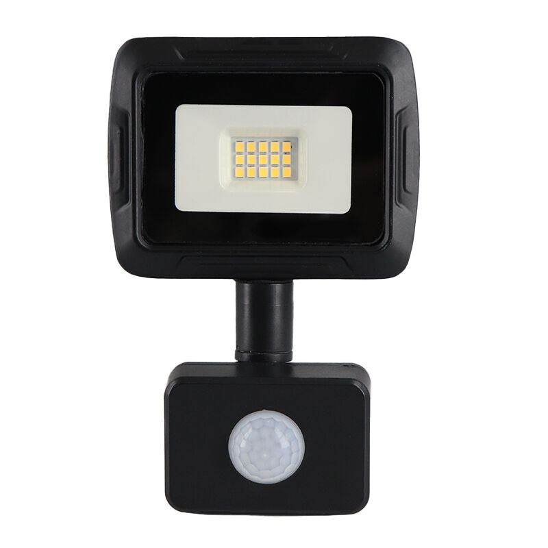 Svart strålkastare med sensor aluminium, Miro, 10W, 3000K LED, IP65