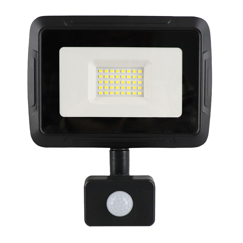 Svart strålkastare med sensor aluminium, Miro, 30W, 6000K LED, IP65