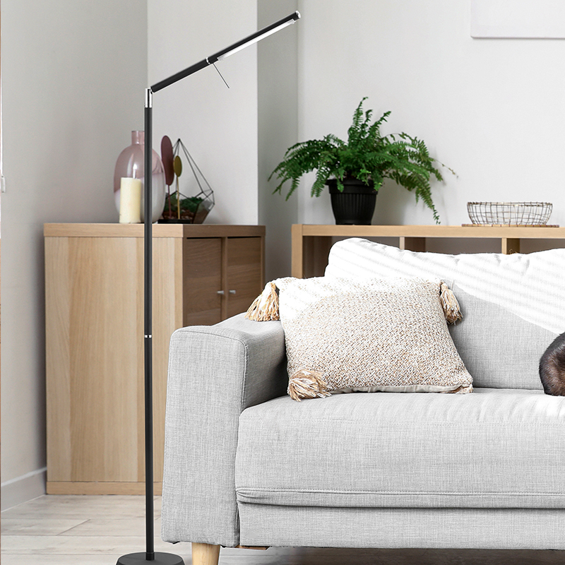 Svart golvlampa modern, Rebel, 6W, 3000K LED, med beröringsdimmer