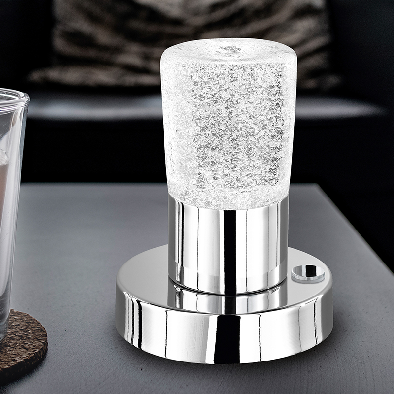 Krom bordslampa klassisk, Merle, 4,3W, 3000K LED, med brytare