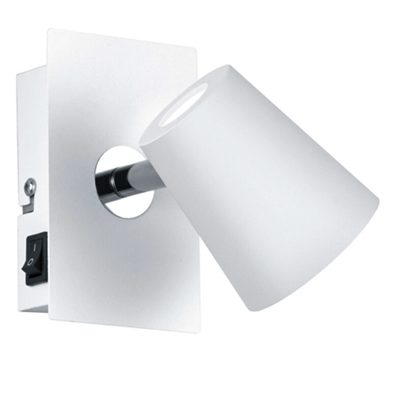 Vit väggspotlight glas, Laysha, 6W, 3000K LED, med brytare