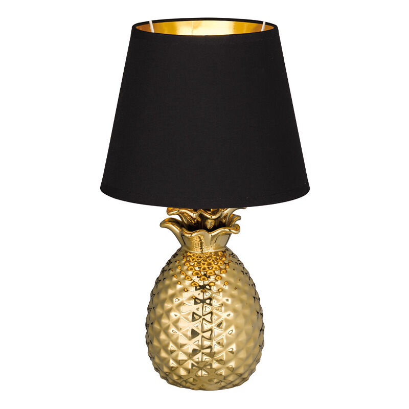 Keramik bordslampa guld, Monsted, med brytare