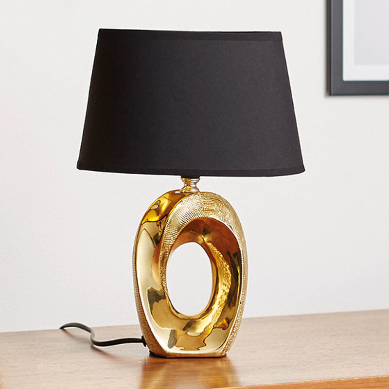 Keramik bordslampa guld, Moldrup, med brytare