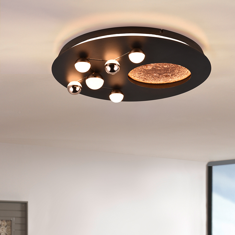 Svart plafond modern, Gilberto, 42W, varm till kall vit justerbar LED, 3 stegs dimmer