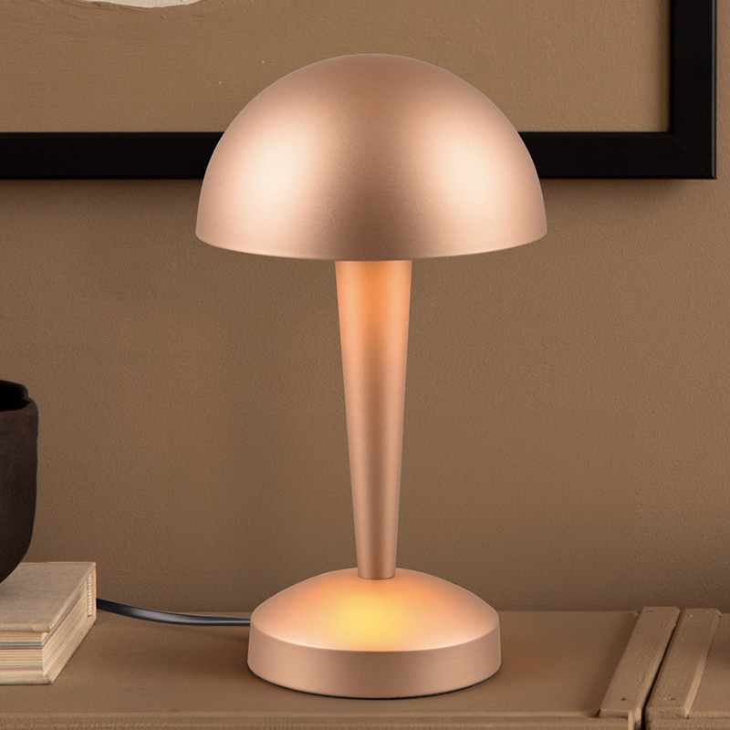 Taupe bordslampa modern, Delila, med beröringsdimmer