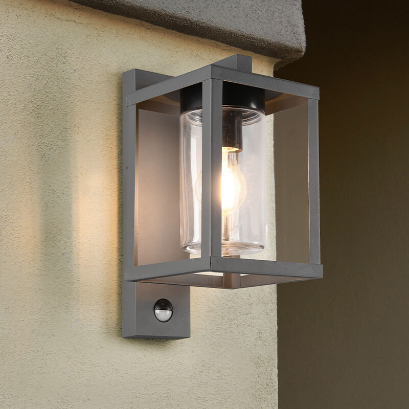 Antracit utomhus vägglampa med rörelsesensor modern, Reini, IP44