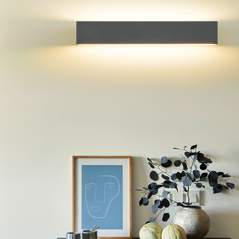 Antracit up down vägglampa modern, Coscon, 9W, 3000K LED
