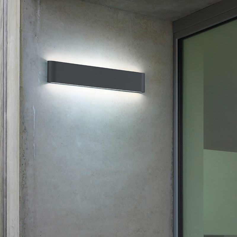 Antracit utelampa modern, Bridlington, 8W, 3000K LED, IP54