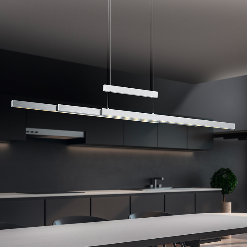 Nickel pendellampa matbord modern, Jessey, 42W, varm till kall vit justerbar LED, med beröringsdimmer