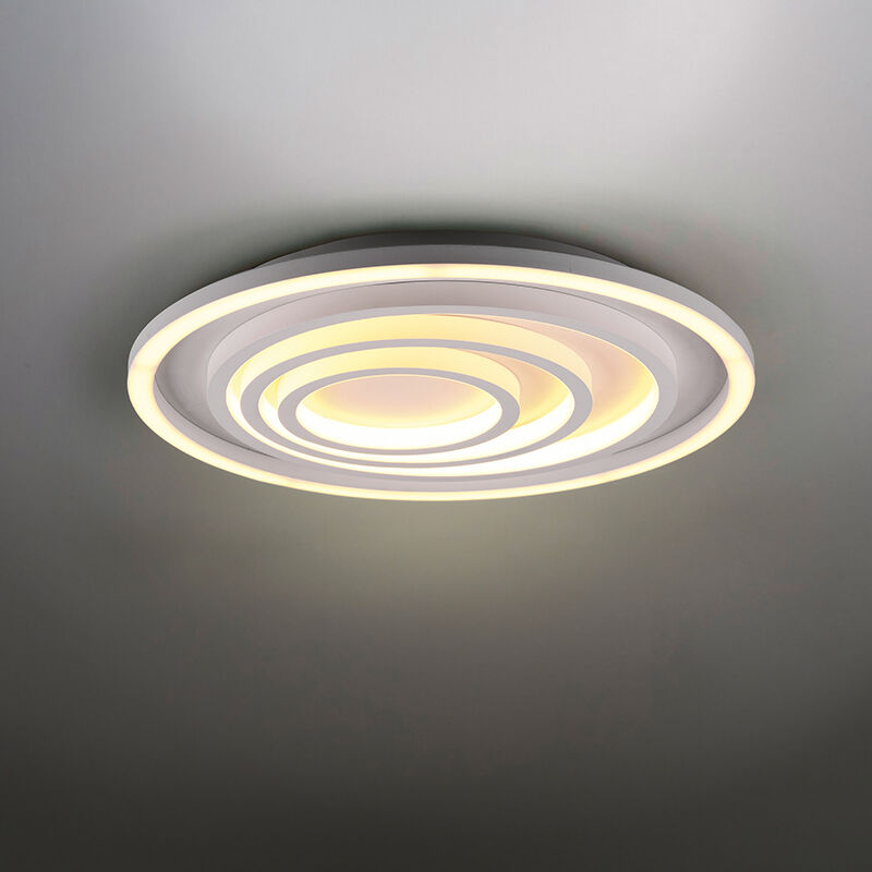 Vit plafond modern, Carolijn, 40W, varm till kall vit justerbar LED, met fjärrkontroll