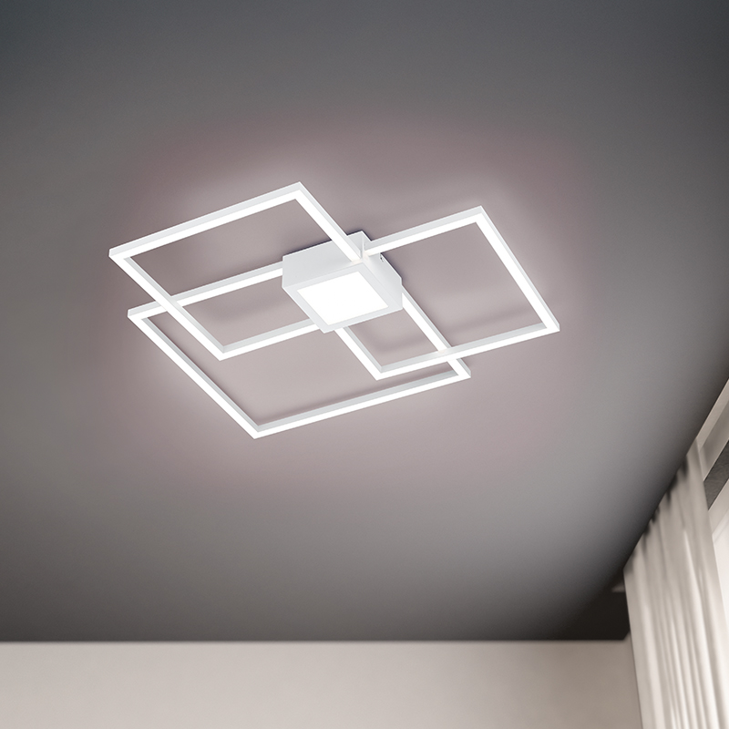 Vit plafond modern, Kimoni, 38W, 4000K LED, 3 stegs dimmer