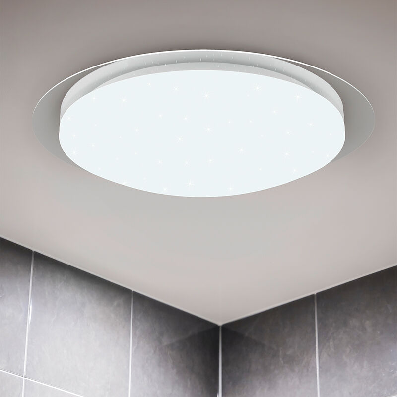 Vit taklampa badrum modern, Marlena, 18,5W, 4000K LED, IP44, met fjärrkontroll