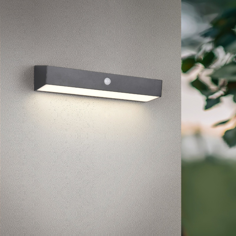 Svart utomhus vägglampa solcell modern, Ravindra, 6W, 4000K LED, IP44