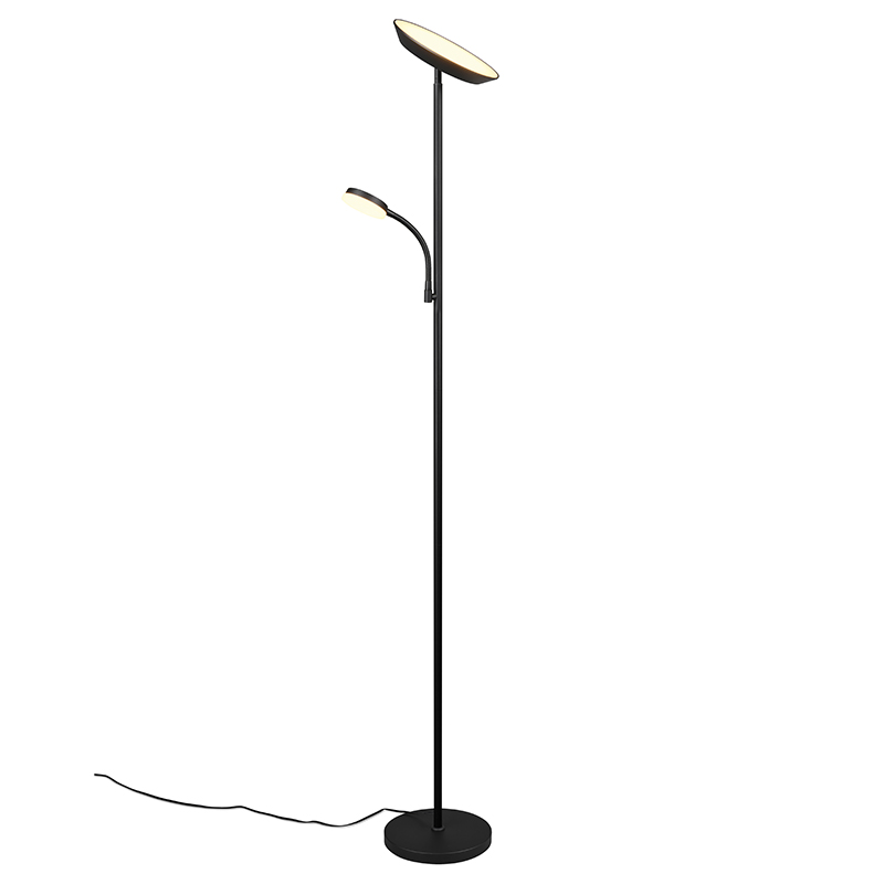 Svart golvlampa modern, Shahid, 17W, varm till kall vit justerbar LED, med beröringsdimmer