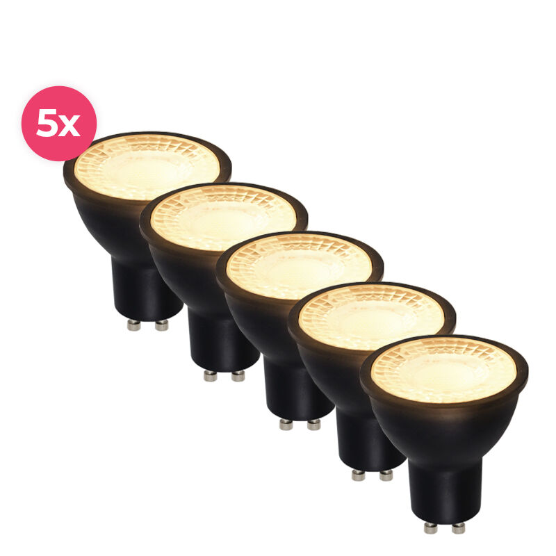 5-pack svart GU10 LED spot Antonie, 3 Watt, 2700K (varm vit)