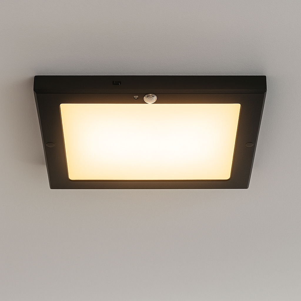 Plast taklampa med sensor svart, Luan, 18W, 3000K LED