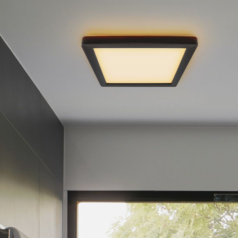 Plast taklampa badrum svart, Shivani, 8W, 3000K LED, IP44