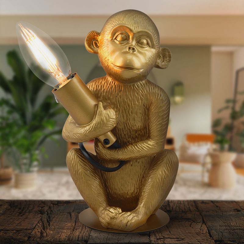 Modern bordslampa guld, Monkey, med brytare