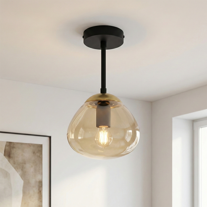 Design taklampa bärnstensfärgad, Sedef