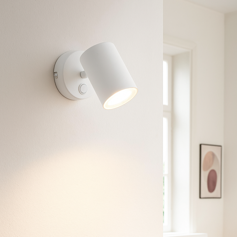 Modern väggspotlight vit, Elena, med brytare