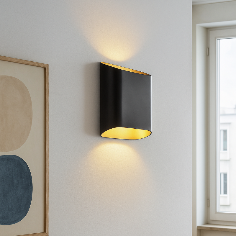 Modern up down vägglampa svart, Bouke