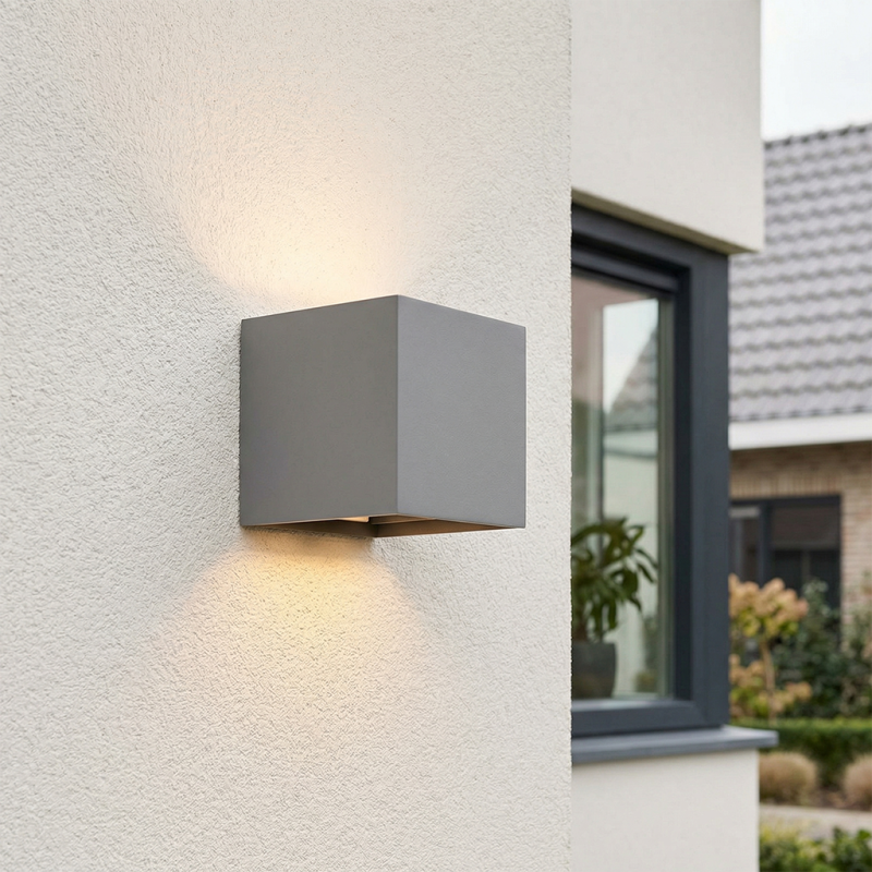 Modern up down vägglampa grå, Dion, IP65