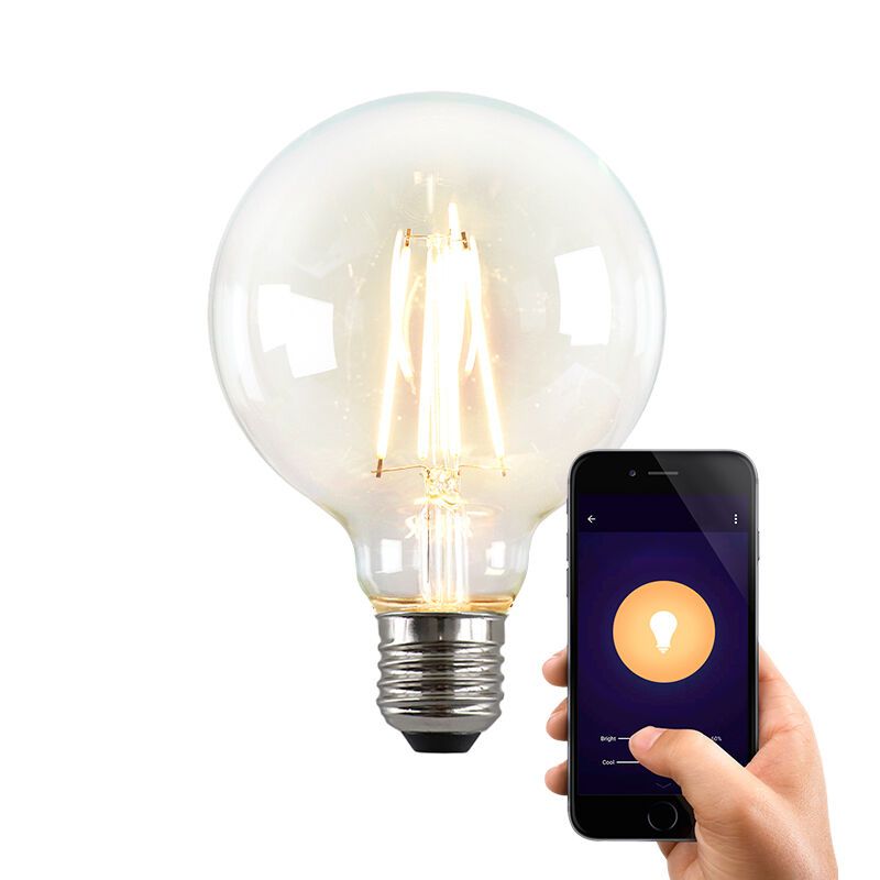 Olucia smart LED lampa E27 George, G95, 5W, dim to warm