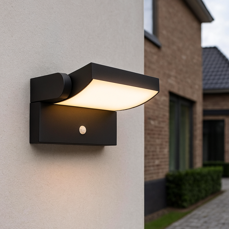 Modern utomhus vägglampa med rörelsesensor svart, Alet, 12,5W, 3000K LED, IP54