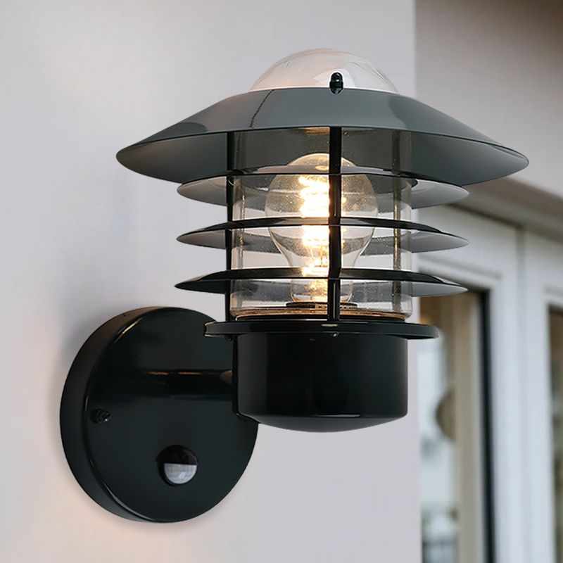 Rostfritt Stål utomhus vägglampa med rörelsesensor grön, Felice, IP44