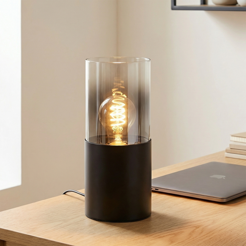 Modern bordslampa svart, Huy, med brytare Modern bordslampa svart, Huy, med brytare