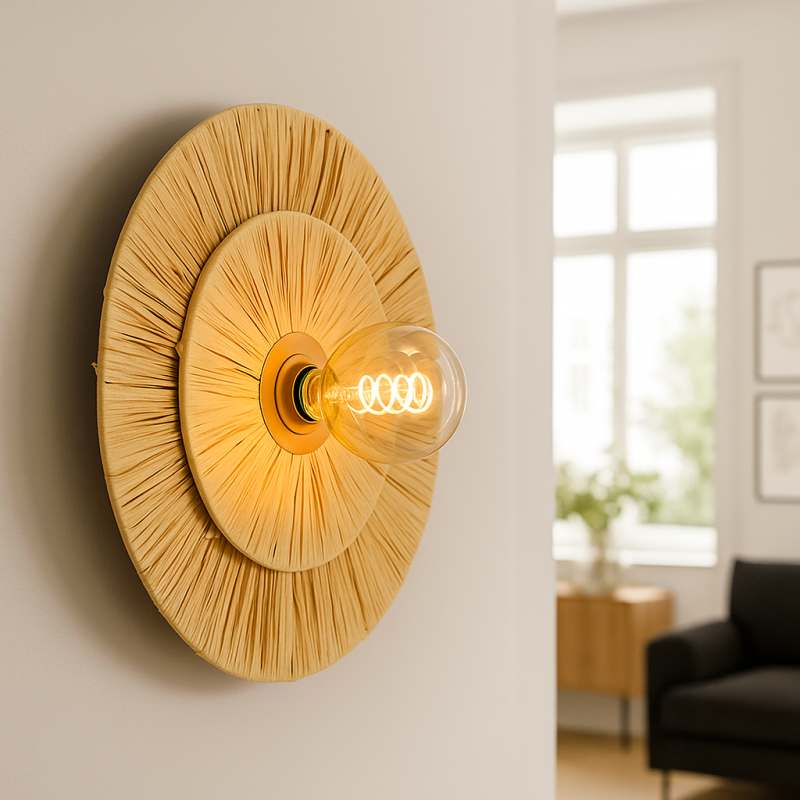 Papper vägglampa brun, Daisy, med brytare