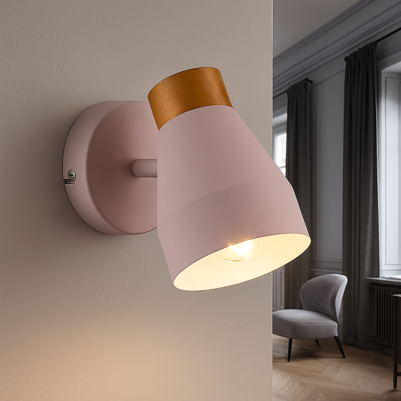 Rustik vägglampa rosa, Freddie, med brytare Rustik vägglampa rosa, Freddie, med brytare