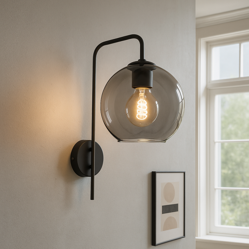 Design vägglampa grå, Giada, med brytare