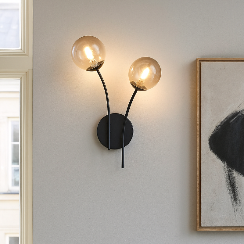 Design vägglampa bärnstensfärgad, Stacy