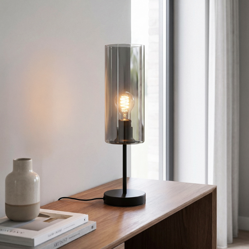 Modern bordslampa grå, Gaya, med brytare