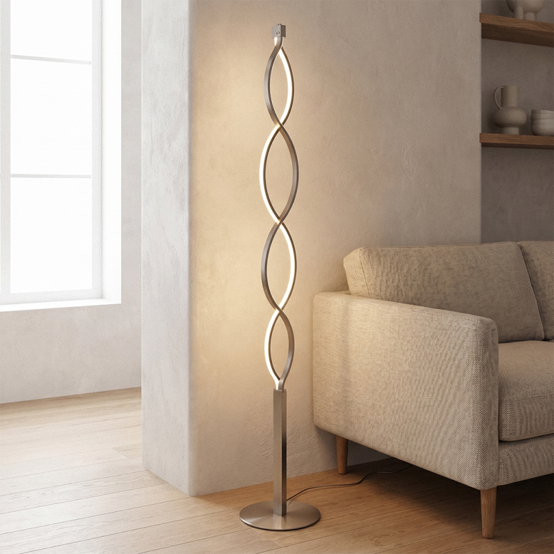 Design golvlampa silver, Kuno, 36W, 3000K LED, 3 stegs dimmer Design golvlampa silver, Kuno, 36W, 3000K LED, 3 stegs dimmer