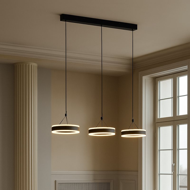 Design fönsterlampa svart, Lava, 55W, 3000K LED, 3 stegs dimmer