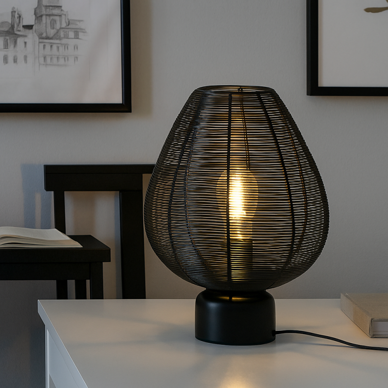 Modern bordslampa svart, Lesly, med brytare