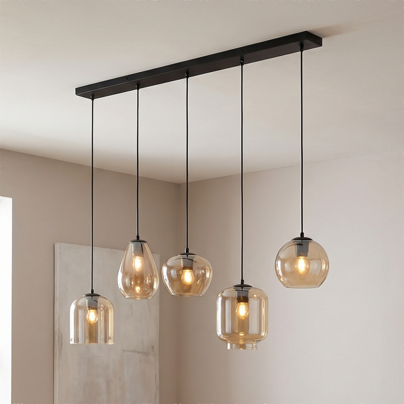 Modern fönsterlampa bärnstensfärgad, Caia