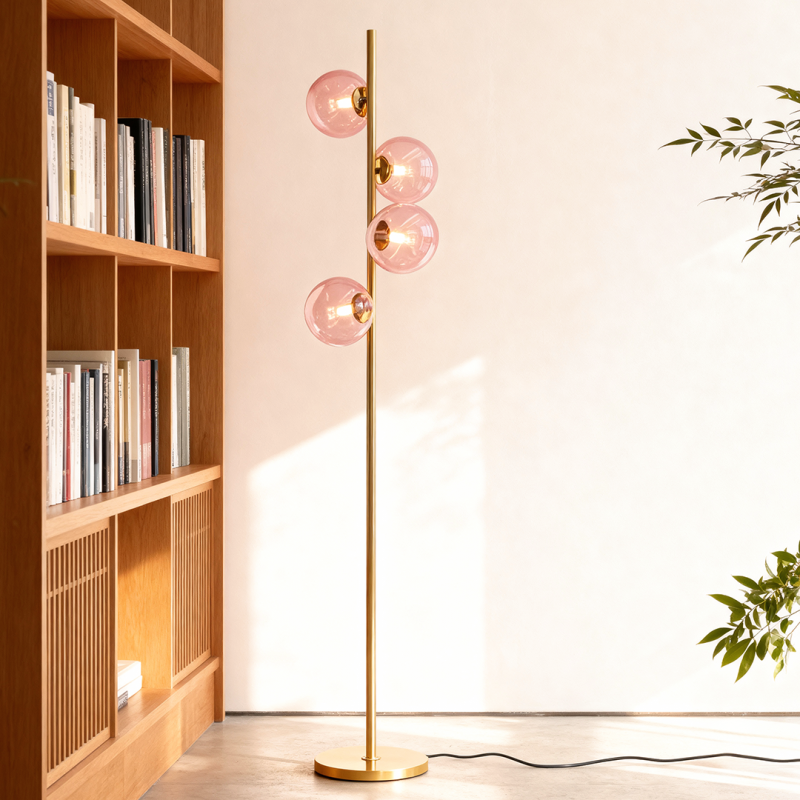 Design golvlampa rosa, Remo, med brytare