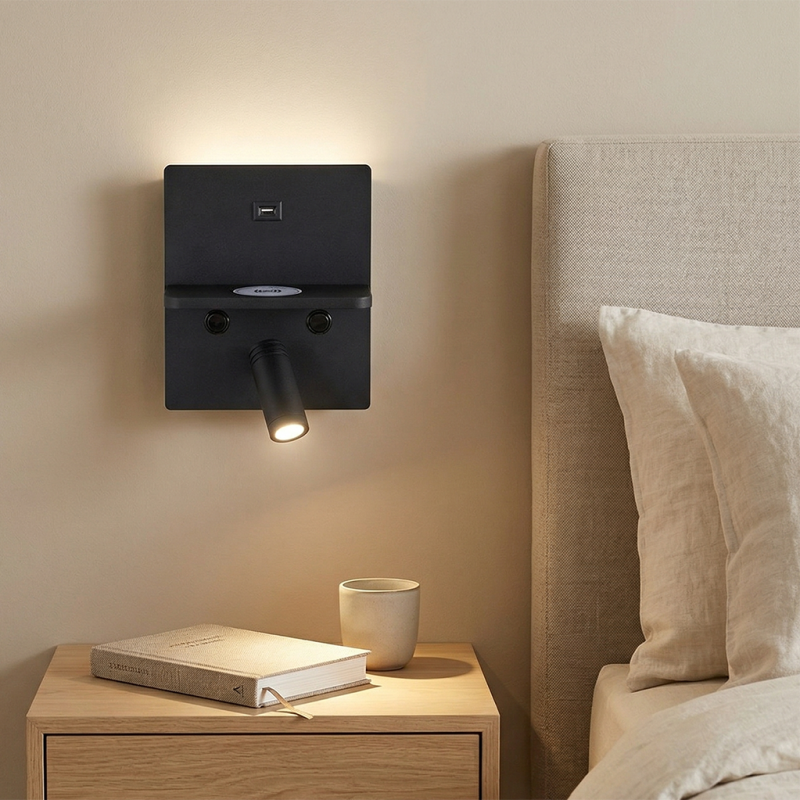 Modern vägglampa svart, Isabella, 3W, 3000K LED, med brytare Modern vägglampa svart, Isabella, 3W, 3000K LED, med brytare