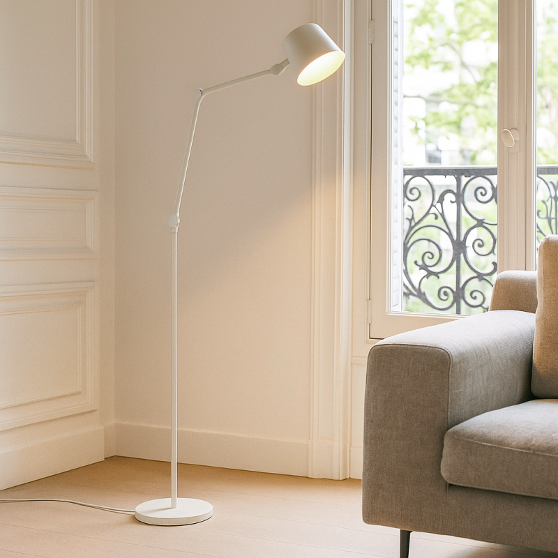 Modern golvlampa vit, Rinke, med brytare