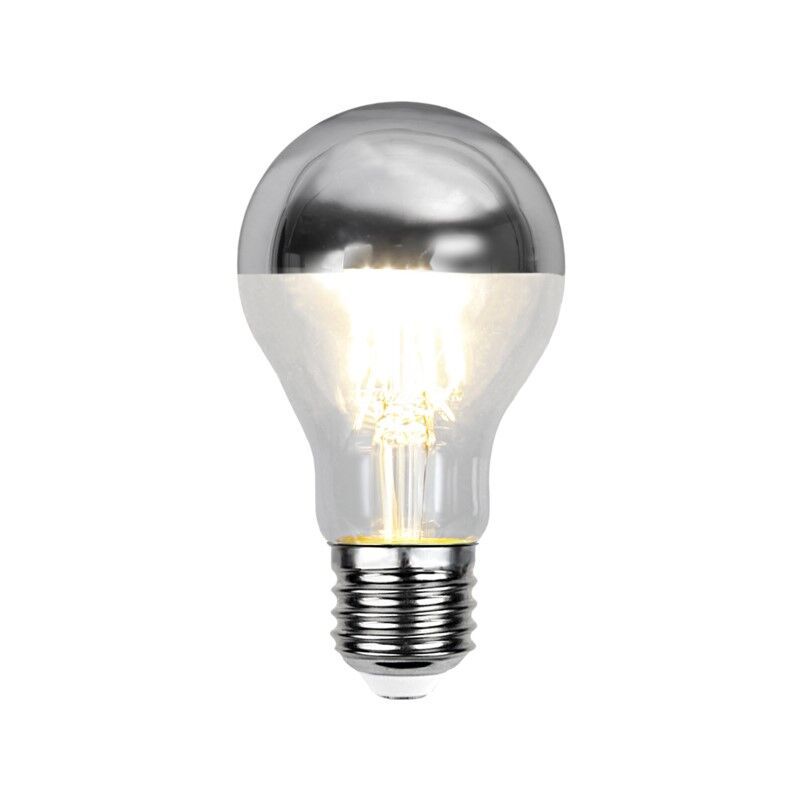 Dimbar E27 toppförspeglad glödlampa LED Malik, silver, A60, 4,8W, 2700K, IP44