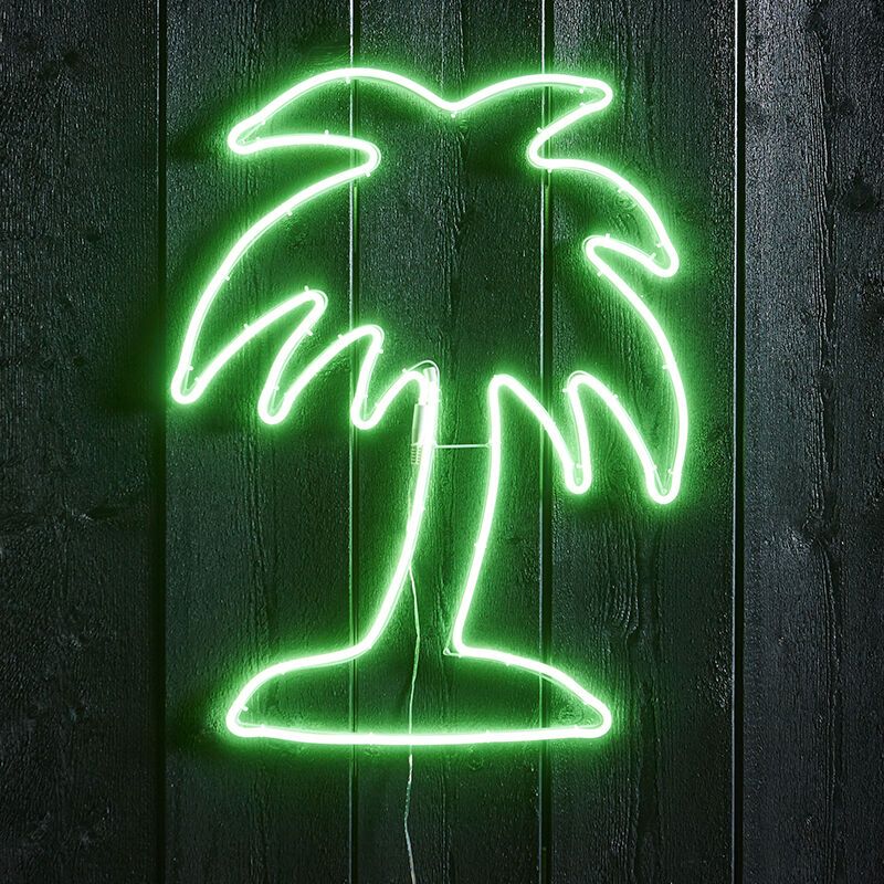 Metall utelampa grön, Palm tree, 9,6W, grön LED, IP44