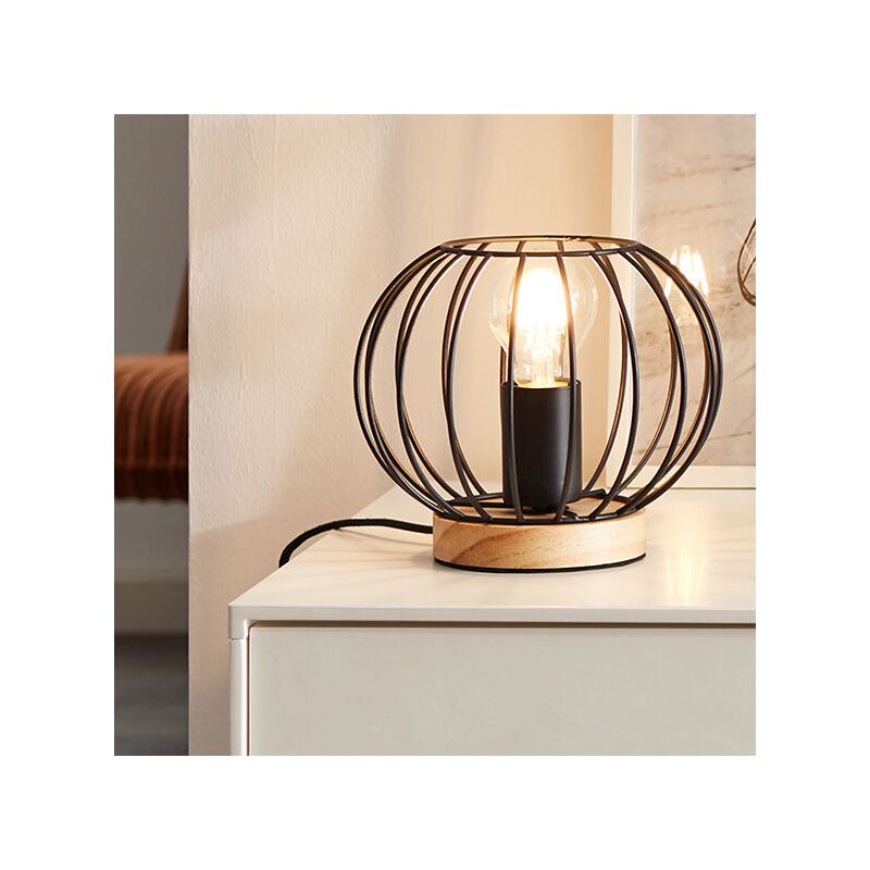 Trä bordslampa svart, Donato, med brytare Trä bordslampa svart, Donato, med brytare